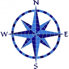 Mosaic Eight Point Compass for Swimming Pool or Wall Blue 42"  - FREE SHIPPING   261287046641